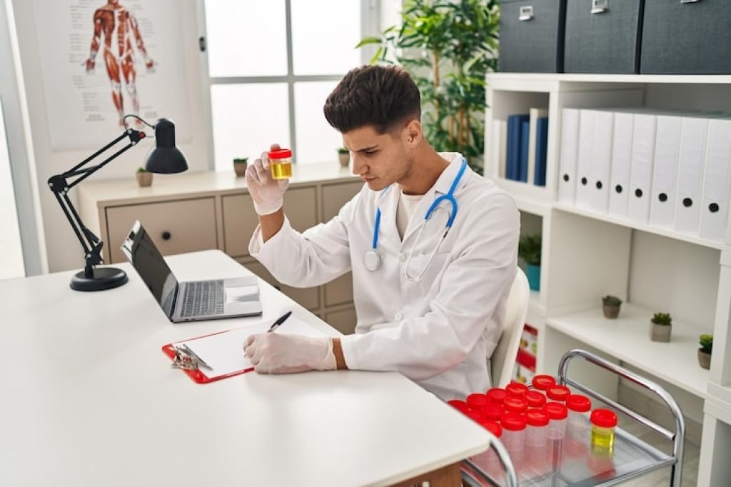 young-hispanic-man-wearing-doctor-uniform-analysing-urine-test-tube-clinic_839833-17844